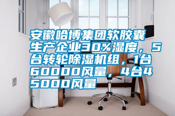 安徽哈博集團軟膠囊生產企業30%濕度，5臺轉輪除濕機組，1臺60000風量，4臺45000風量