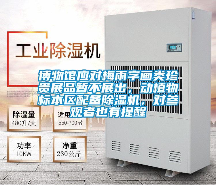 博物館應(yīng)對梅雨字畫類珍貴展品暫不展出，動植物標(biāo)本區(qū)配備除濕機(jī)，對參觀者也有提醒